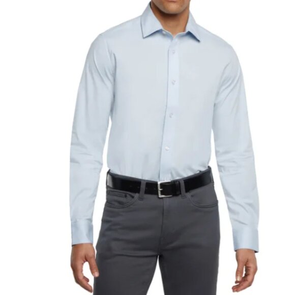 Banana Republic Men's Stretch Poplin Dress Shirt Slim Fit Blue Size L - Picture 7 of 15